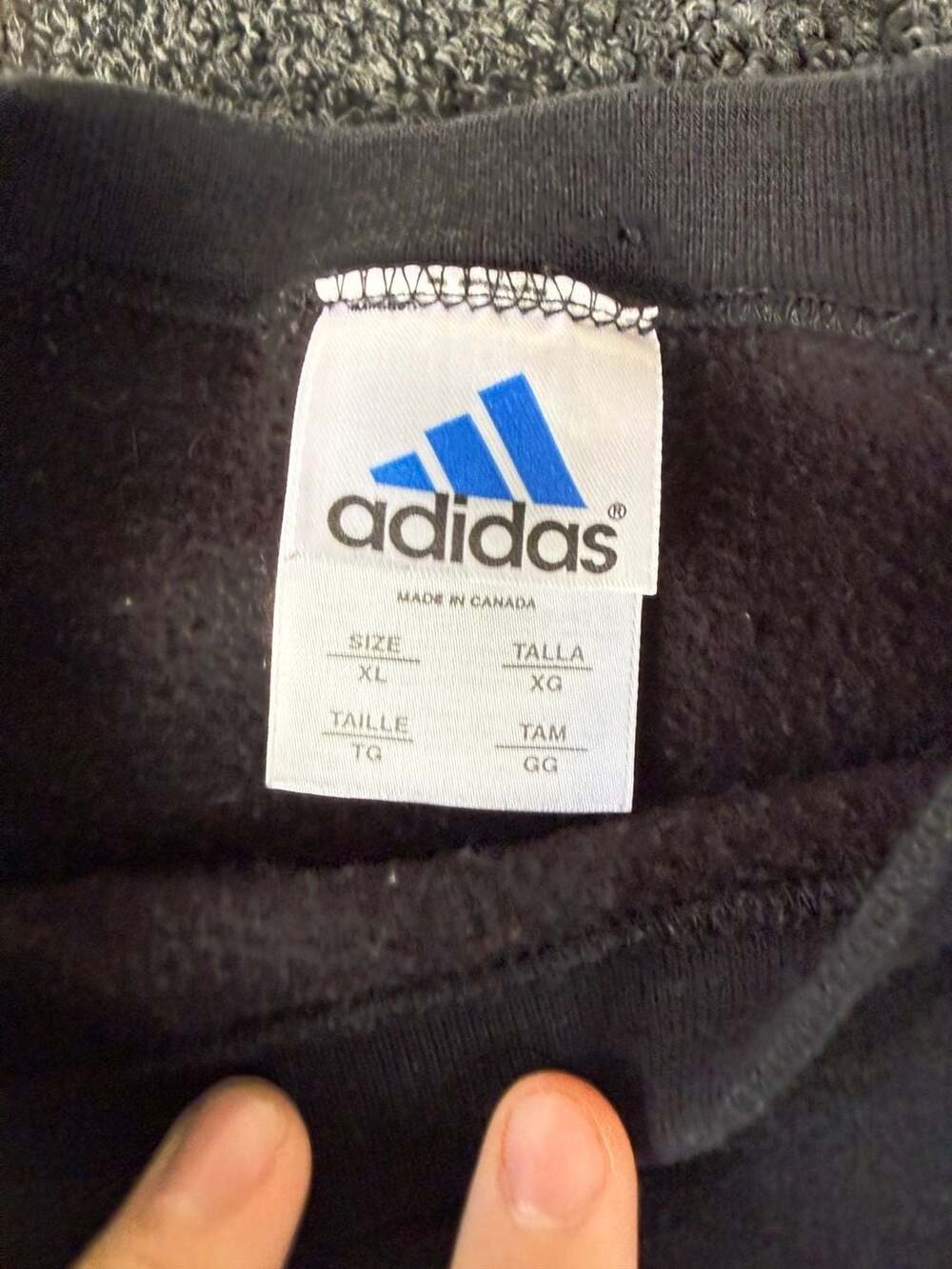 Vintage 90s Adidas Embroidered Logo Crewneck Sweatshirt XL Black - Picture 3 of 7